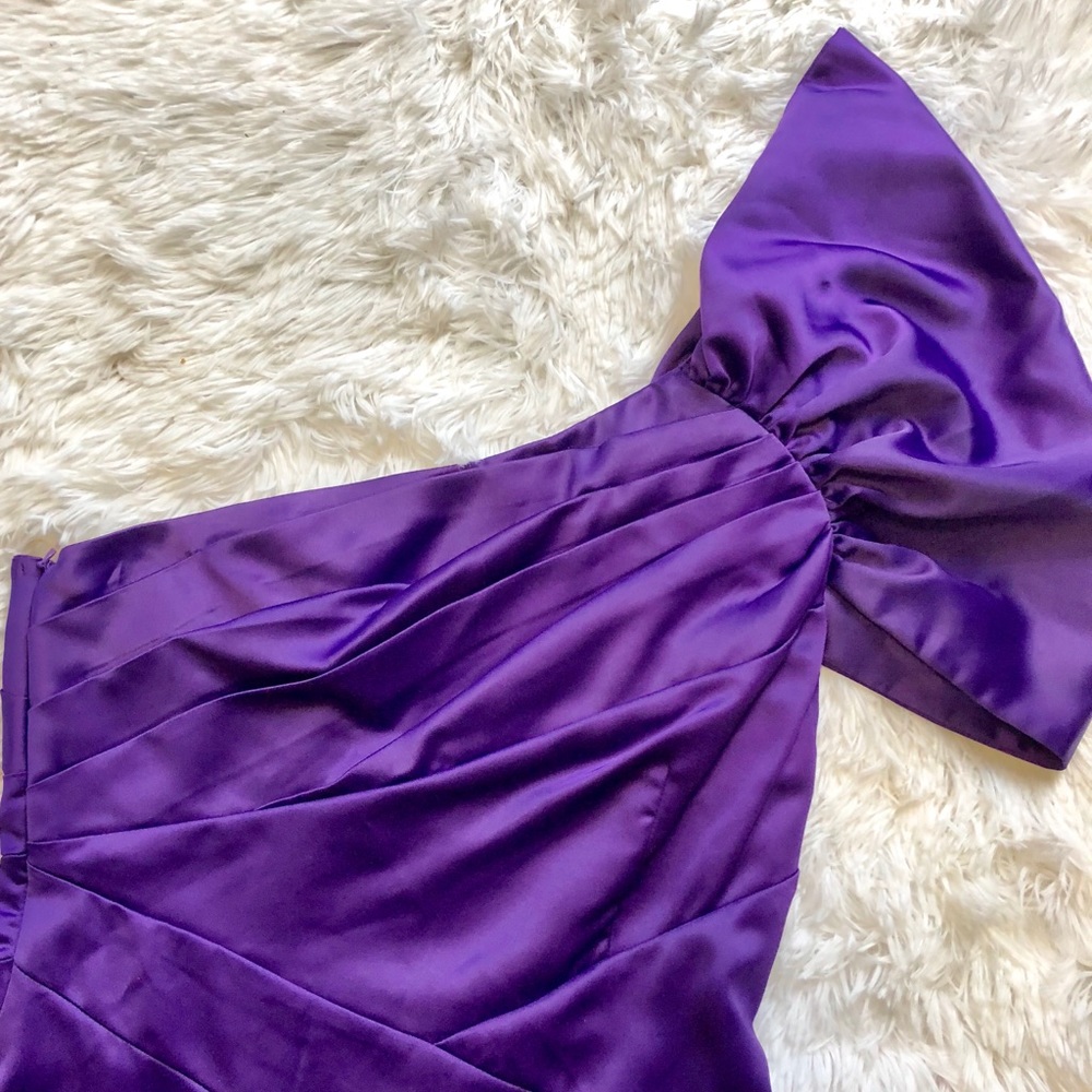 Purple off the shoulder formal dress